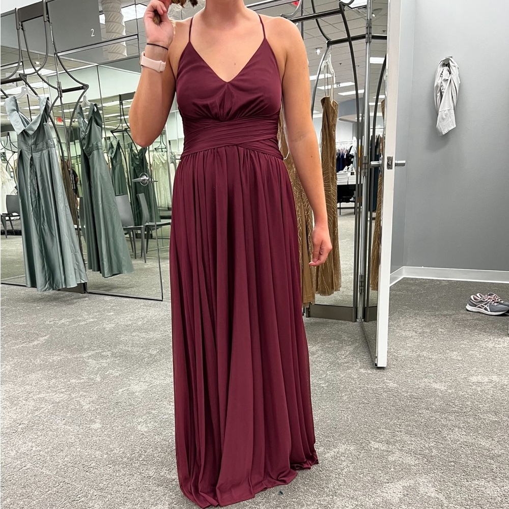 Maroon Bridesmaids dress (Celebrate BD Studio)
